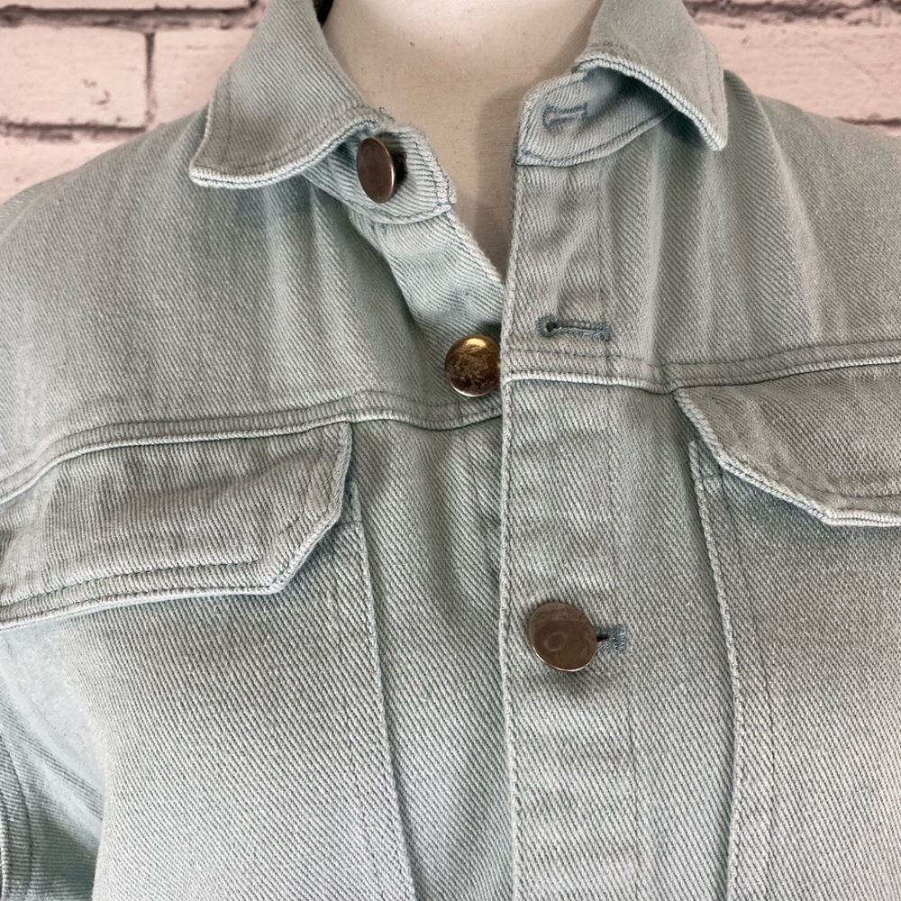 Listicle Jumpsuit size Medium Mint Green Denim Jumpsuit Romper Playsuit Denim - Picture 5 of 11